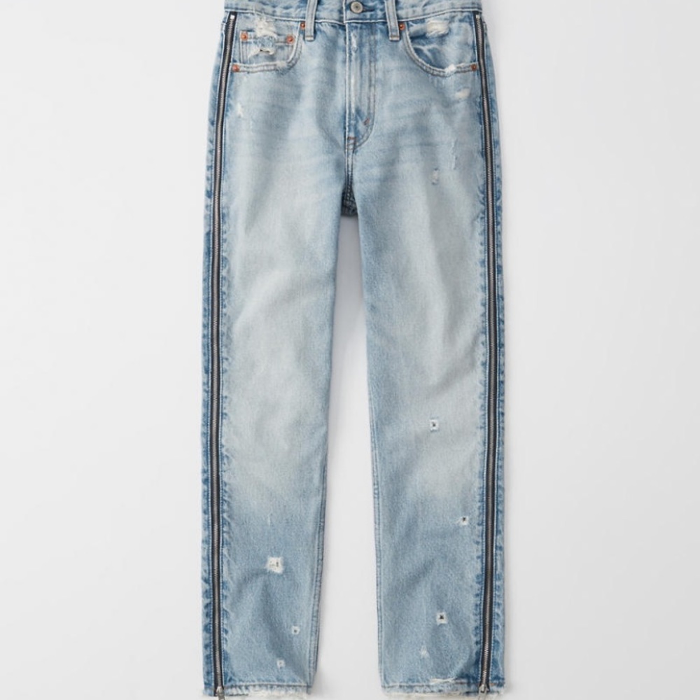 Abercrombie Side Zipper High Rise Girlfriend Jeans